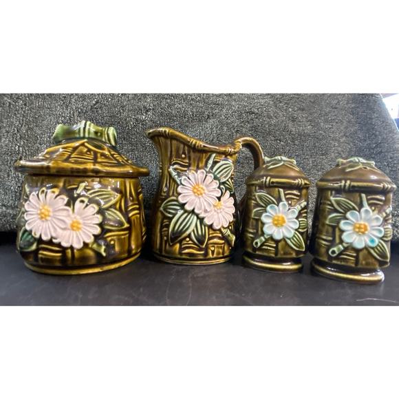 Flambro Ceramic Bamboo Design Kitchen Set c1970 - Picture 4 of 9